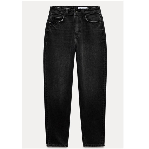 ZARA Jeans Womens Black High Rise Mom Fit Relaxed Fit Trendy Taper Denim Size 4 - Picture 1 of 7